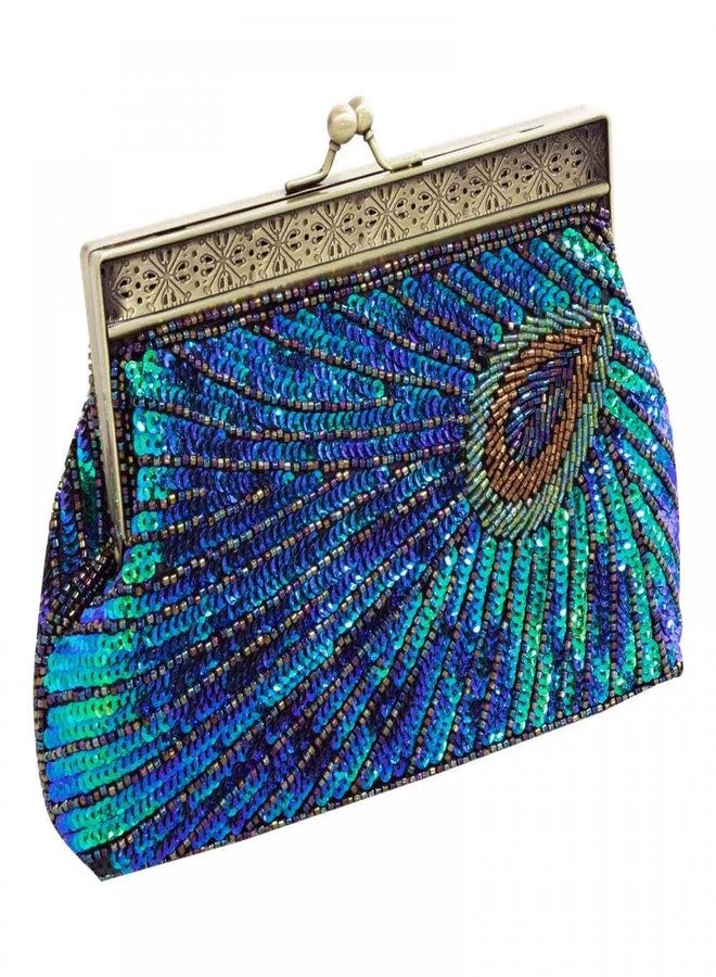 Simcat Women's Sequin Beaded Evening Bag Retro Peacock Clutch Bridal Purse Vintage Sparkly Handbag for Party Wedding Cocktail - Image 1